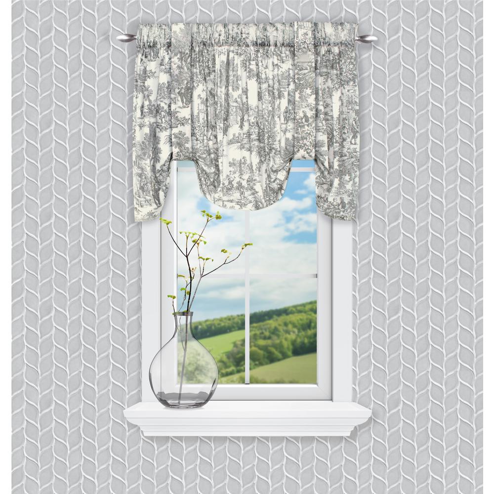 Ellis Curtain Victoria Park Toile 24 in. L Cotton TieUp Valance in