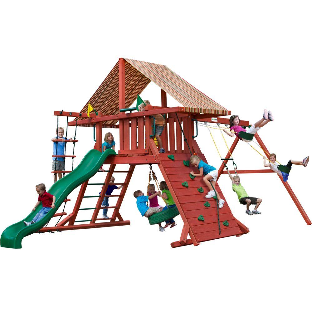 jungle fun complete wooden swing set