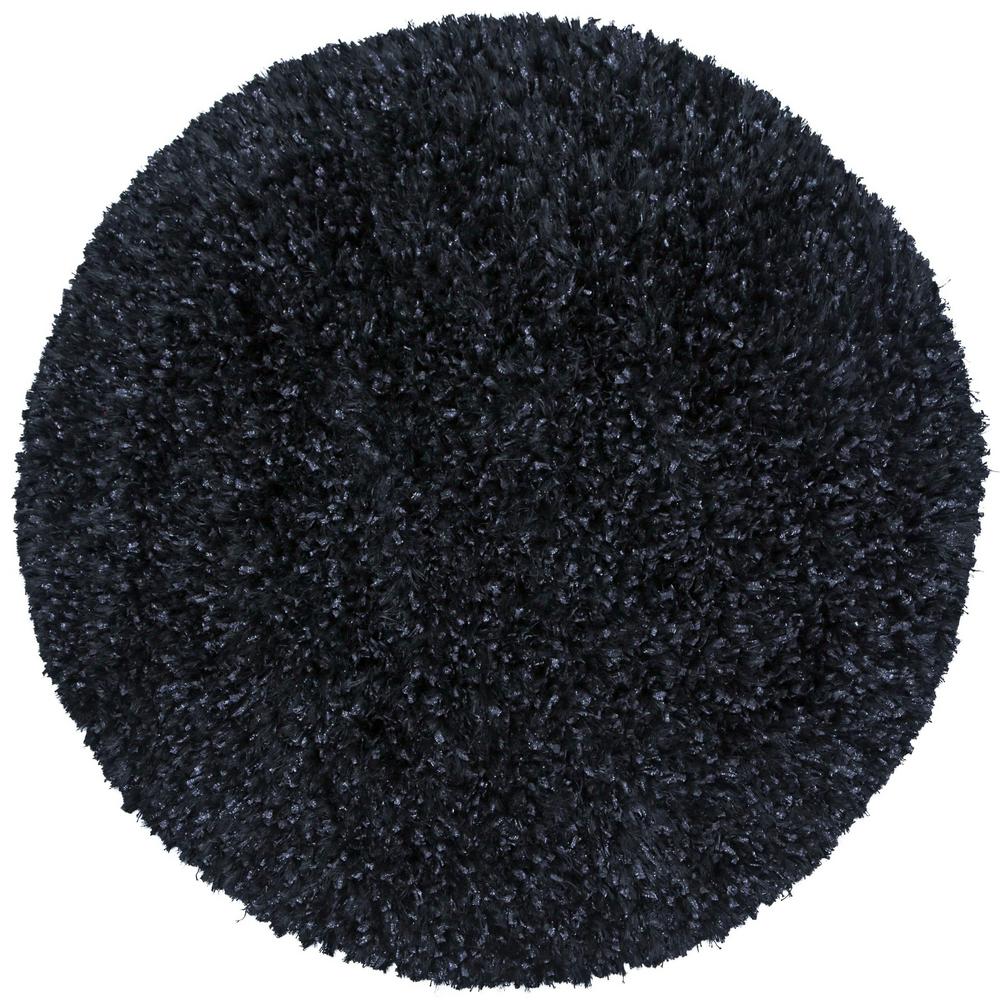 Black Shag 5 Ft X 5 Ft Round Area Rug Ss5007r The Home Depot
