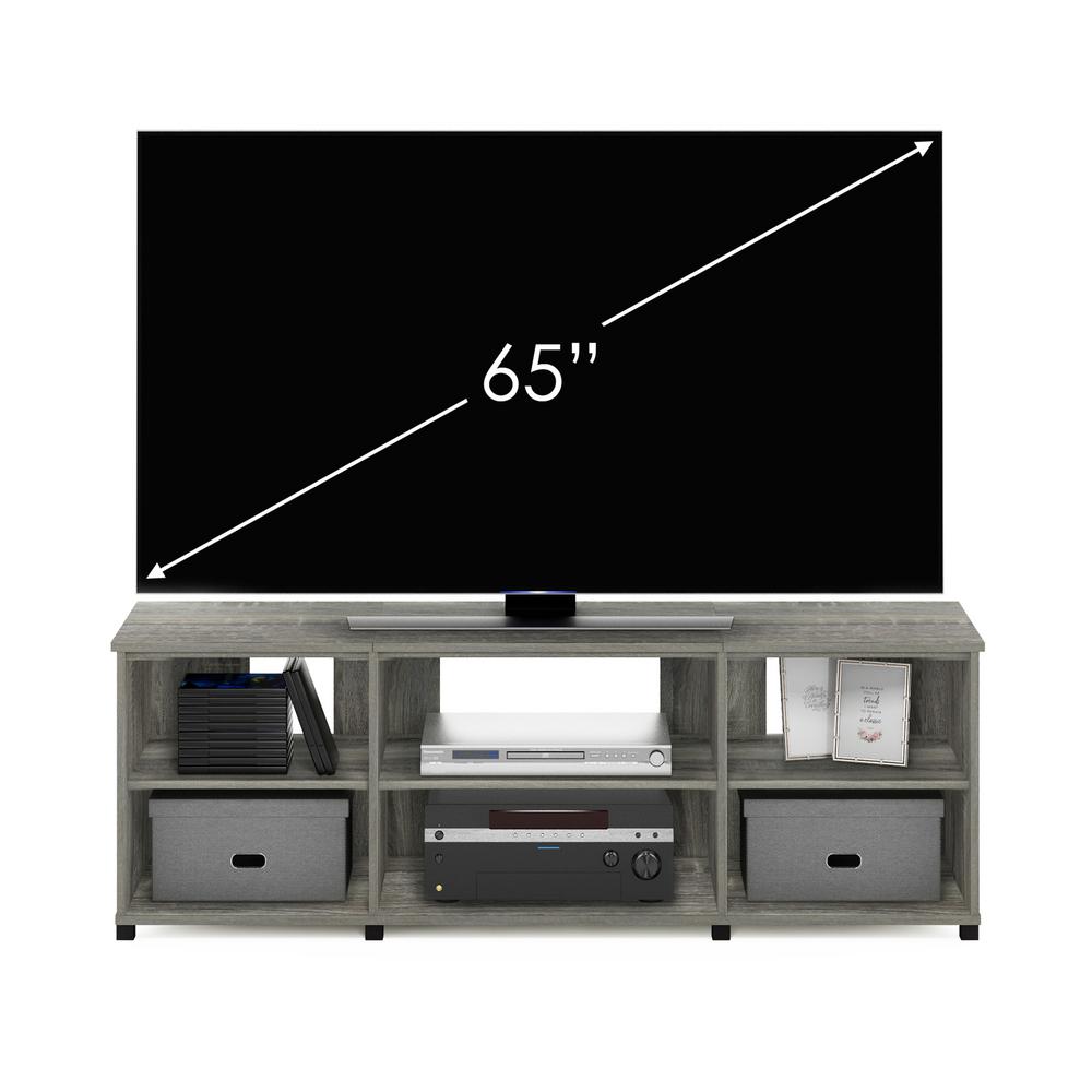 Furinno Montale 59 in. French Oak Grey TV Stand with Shelves for TV up