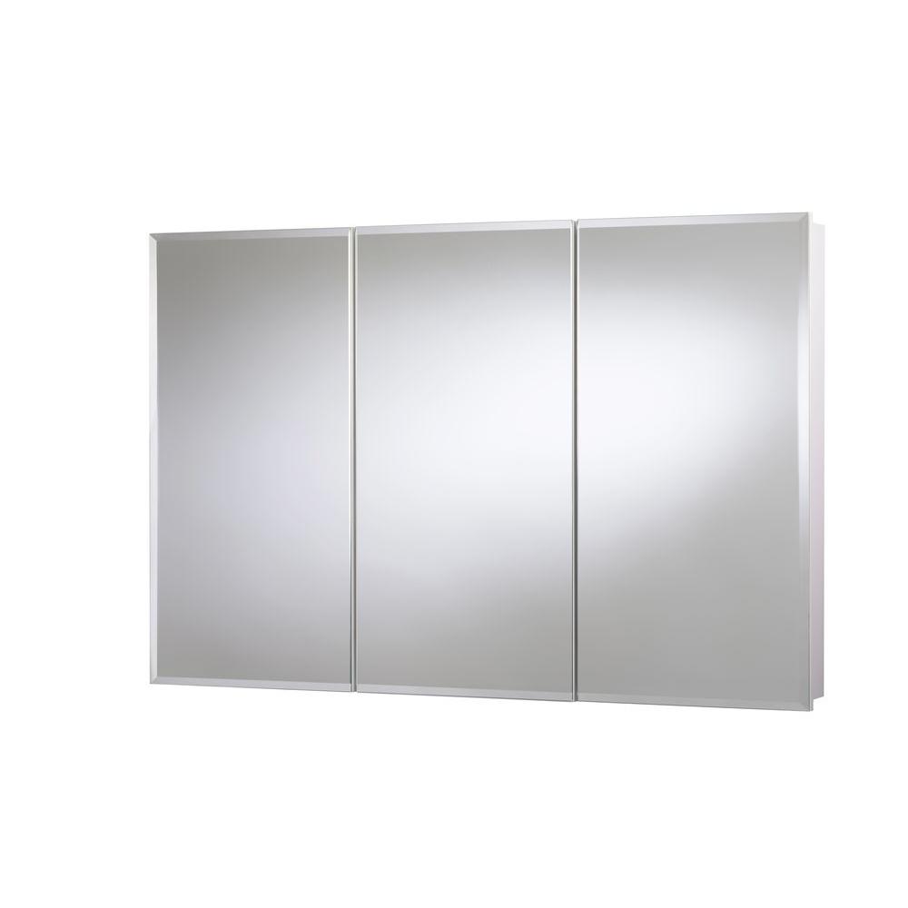 Croydex 48 in. W x 30 in. H x 5-1/4 in. D Frameless Tri-View Surface-Mount Medicine Cabinet with Easy Hang System in White