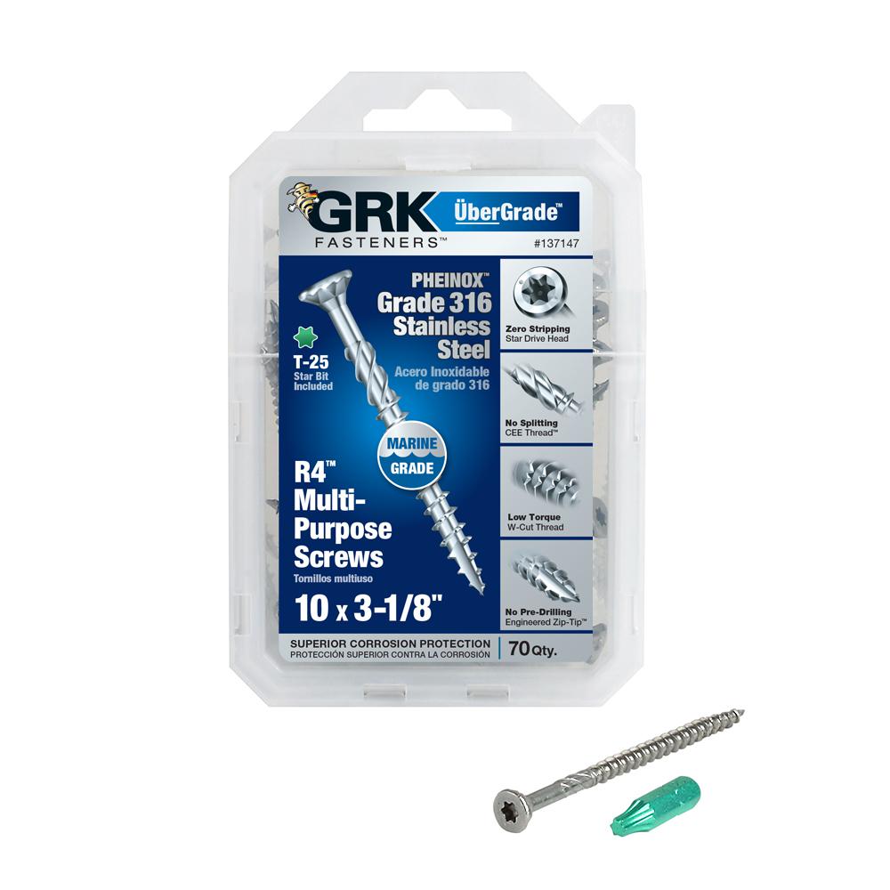 GRK Fasteners #10 X 3-1/8 In. Star Drive Flat Head Stainless Steel ...