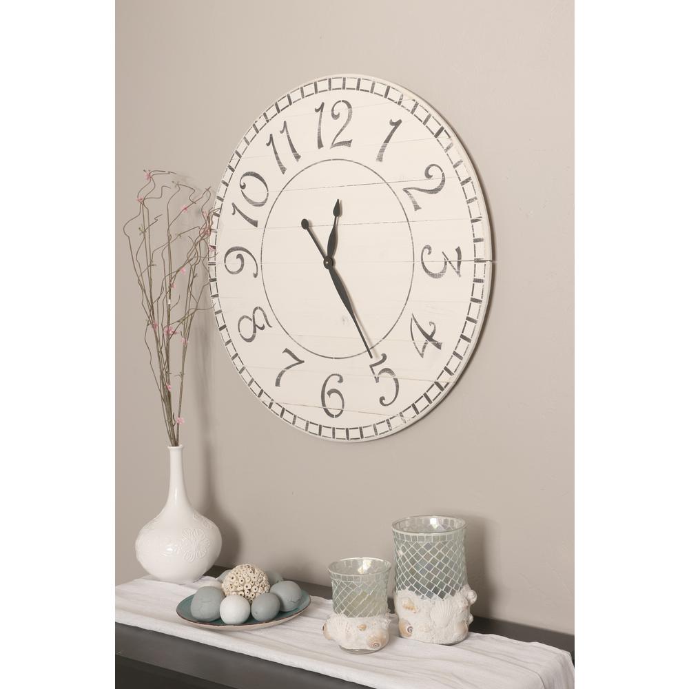 BrandtWorks 24 In. Oversized Antique White Farmhouse Wall Clock ...