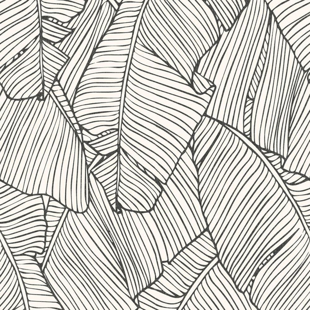 Walls Republic Leaf Outline Abstract White And Black Wallpaper