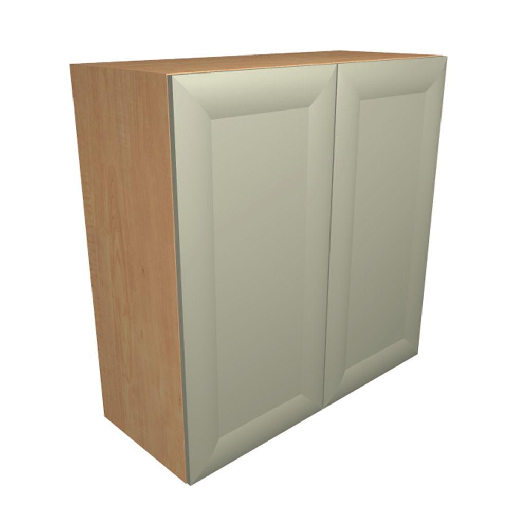 Home Decorators Collection Dolomiti Ready To Assemble 24 X 30 12 In Wall Cabinet With Frosted Pull Down Shelves And 2 Soft Close Doors Almond