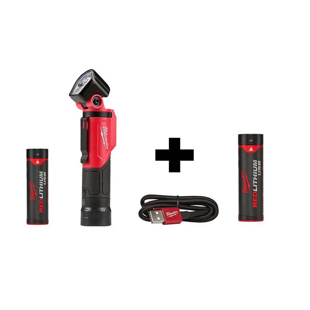 Milwaukee 500 Lumens LED Pivoting Rechargeable Flashlight with Free