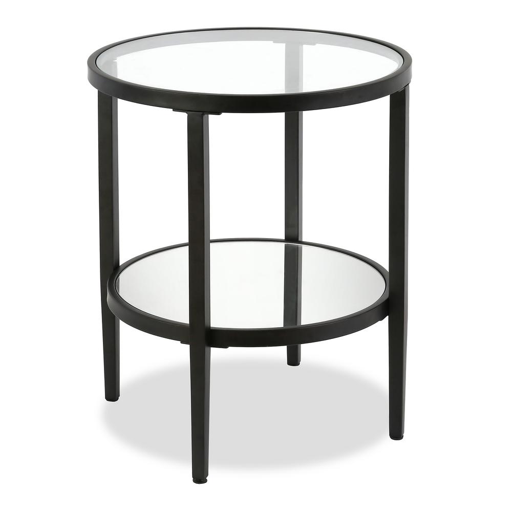 Hera mirrored side table in blackened bronze