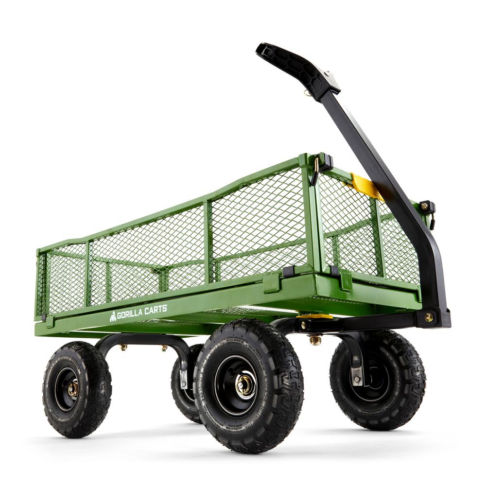 Gorilla Carts 4 Cu Ft Steel Utility, Metal Garden Carts