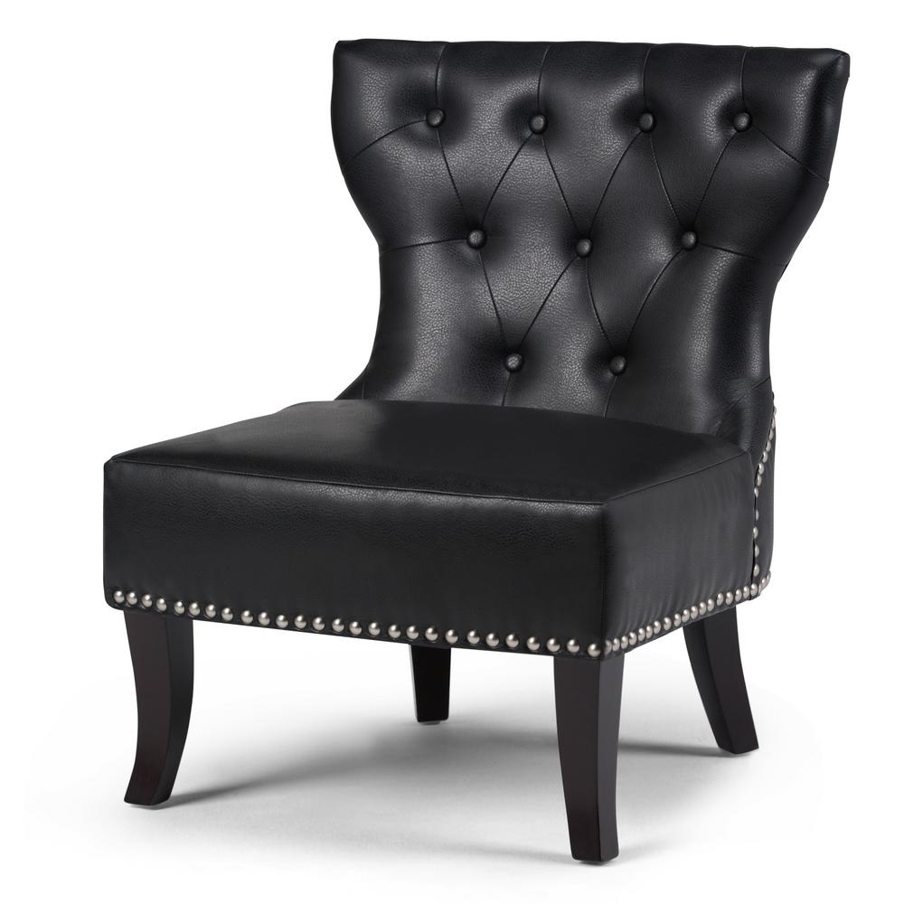 Simpli Home Kitchener Black Bonded Leather Accent Chair-AXCKITS7305-TBL
