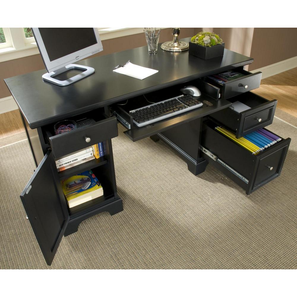 Homestyles Bedford Black Pedestal Desk 5531 18 The Home Depot