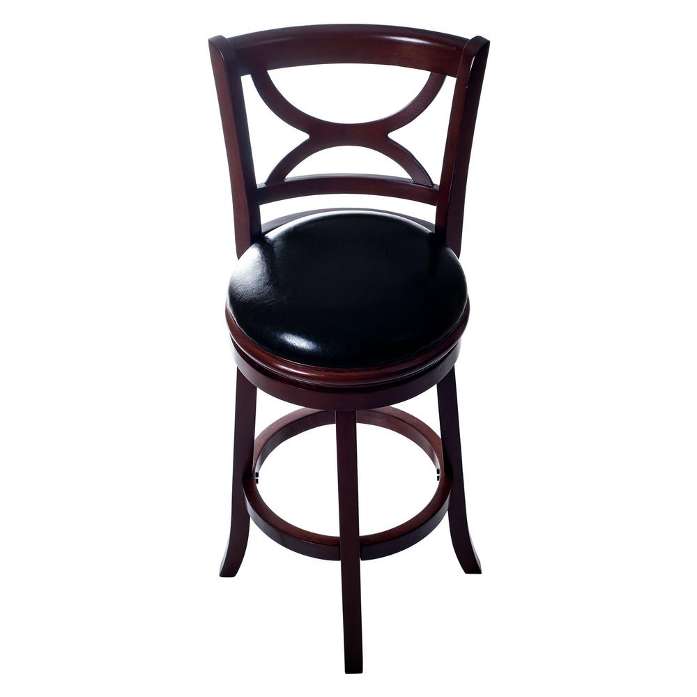 Lavish Home 42.5 in. Dark Wood Curved Back Wooden Swivel Bar Stool