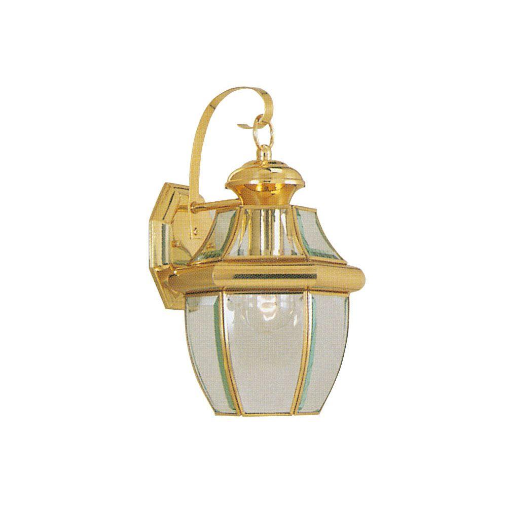 Brass Gold No Bulbs Included Energy Star Outdoor Lighting 1 Light Bright Brass Outdoor Wall Lantern With Clear Beveled Glass