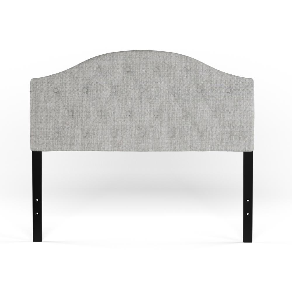 Nathan James Harlow 62 in. Queen Wall Mount Gray Upholstered Headboard Adjustable Brown Straps ...