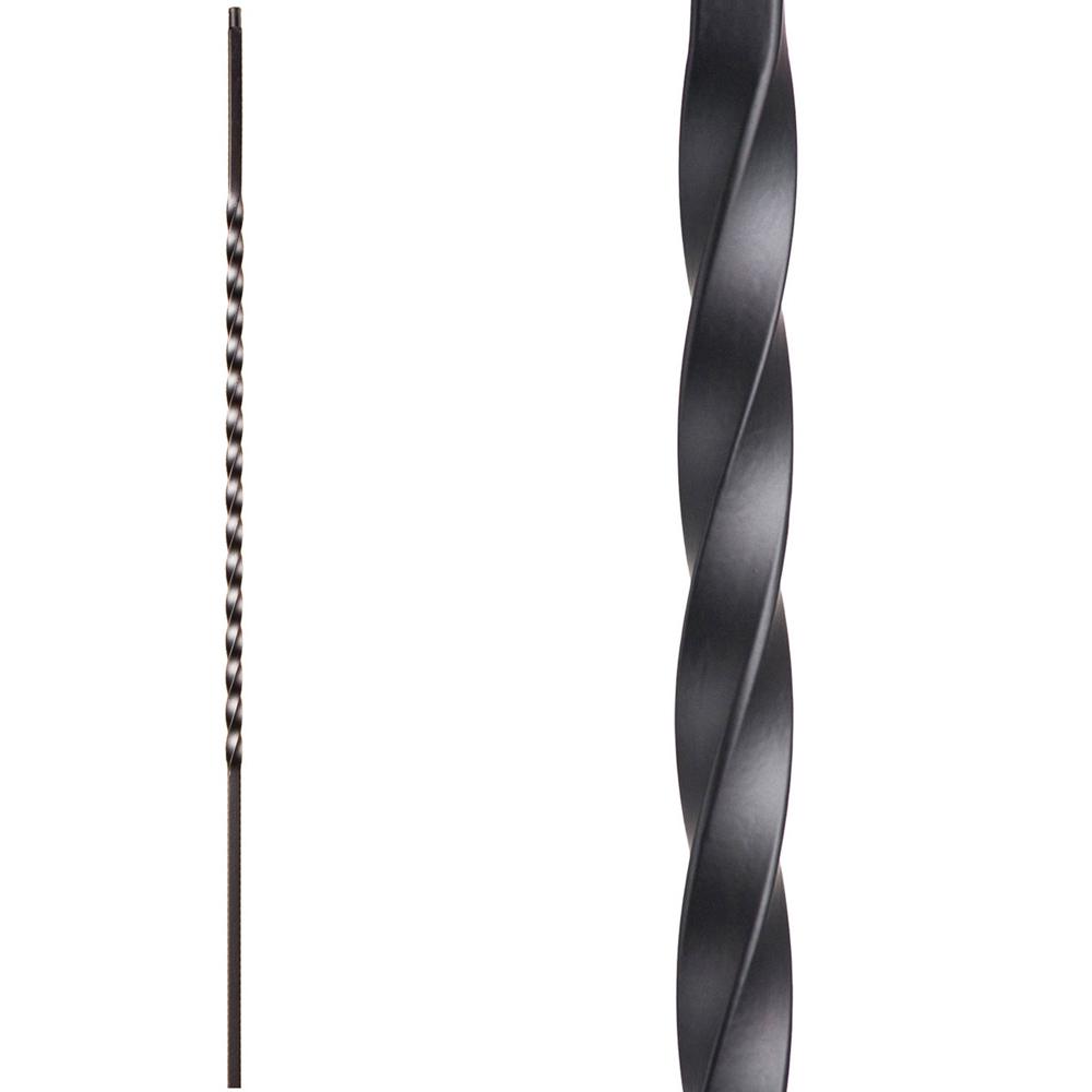 44 in Satin Black Single Twist Hollow Iron Baluster x 1//2 in