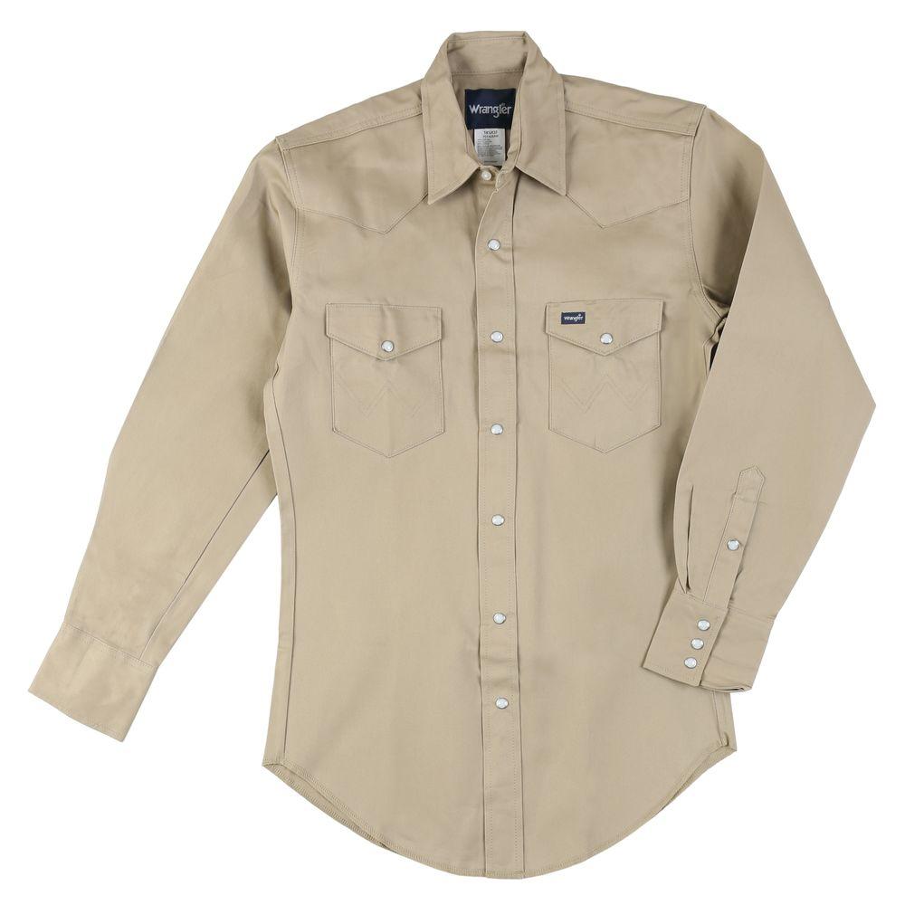 Wrangler Mens Big and Tall Logo Long Sleeve Snap Shirt MP1315M Brown//Blue
