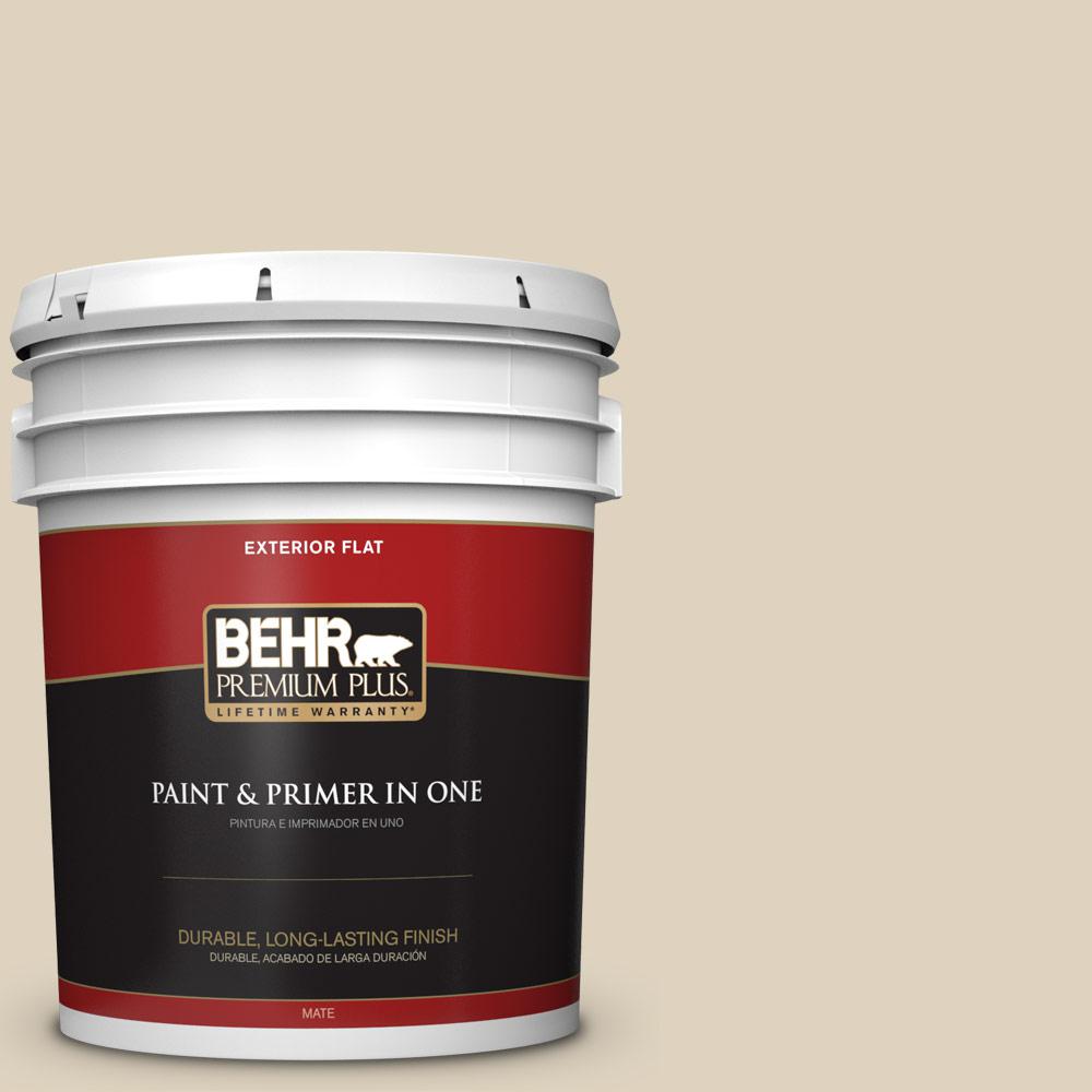 BEHR Premium Plus 5 gal. #PPU4-12 Natural Almond Flat Exterior Paint ...