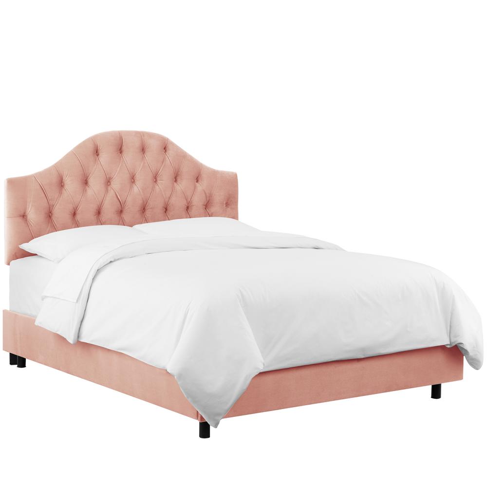 Skyline Furniture Velvet Blush King Diamond Tufted Bed Velvet Blush King Diamond Tufted Bed