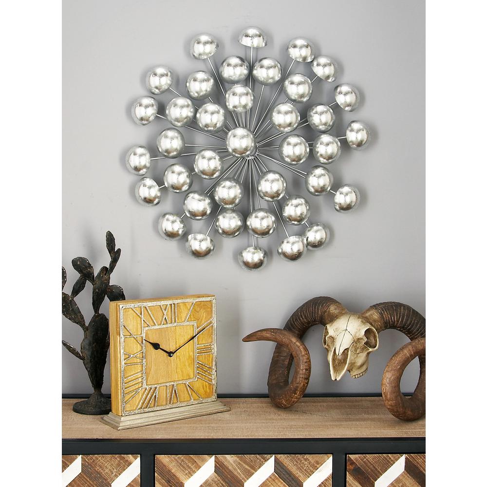 Litton Lane Modern Iron Silver Finished Ball Burst Wall Decor 48633 Litton Lane Modern Iron Silver Finished Ball Burst Wall Decor