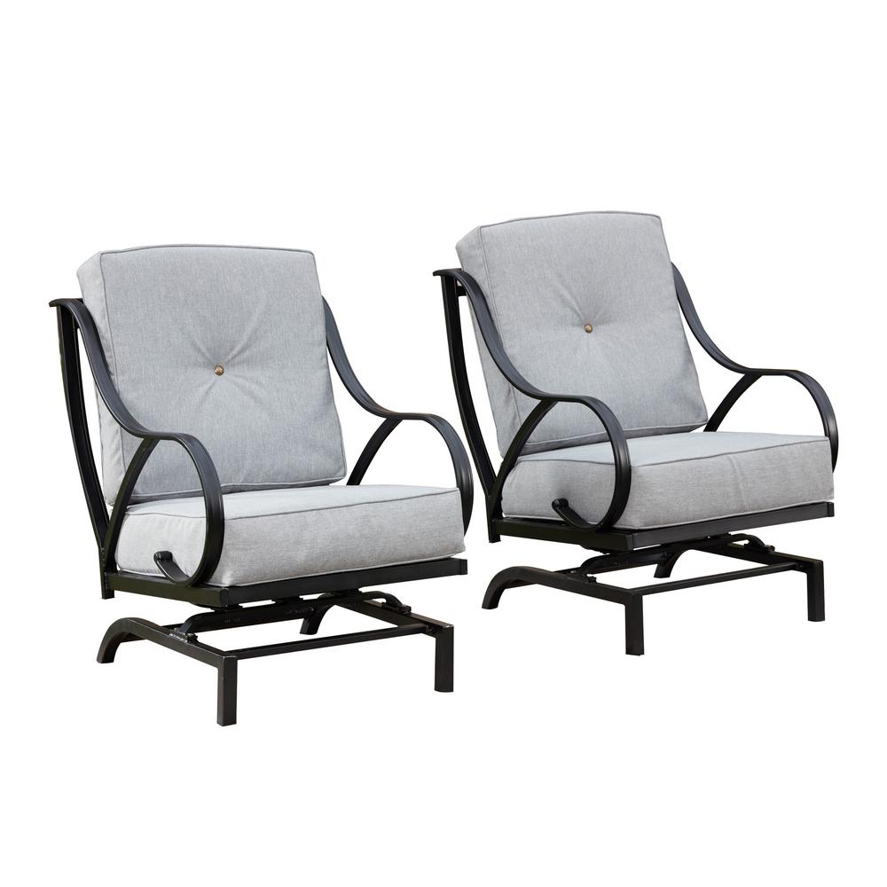 Festival Depot 3Pcs Patio Bistro Set Metal Rocking Chairs With Thick