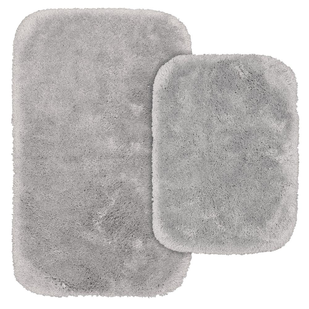 Garland Rug Finest Luxury 2 Piece Washable Bathroom Rug Set in Platinum