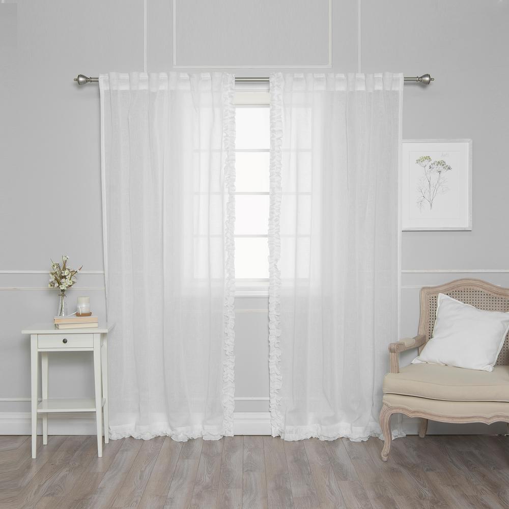 Best Home Fashion 84 In L White Faux Linen Charleston Small