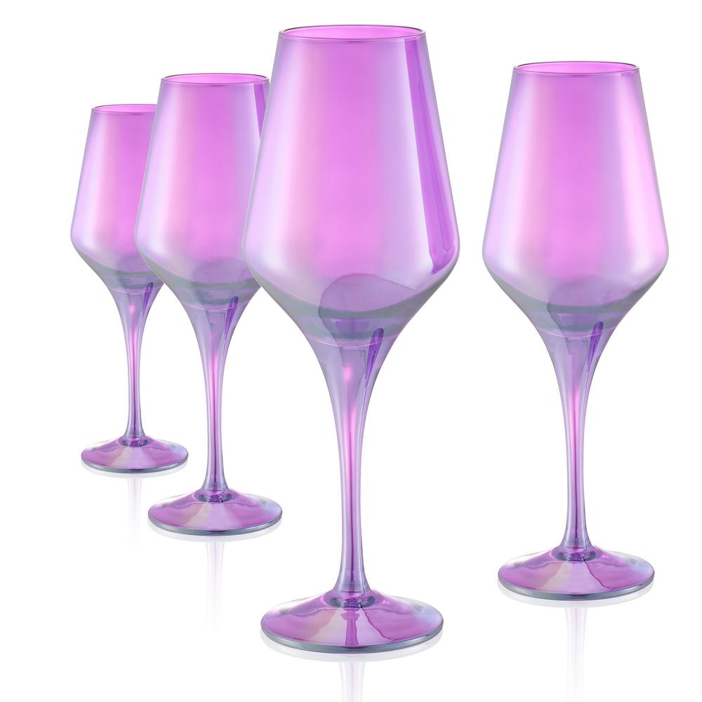 Luster 16 oz. Goblet Red Wine Glasses in Purple (Set of 4)12531B The
