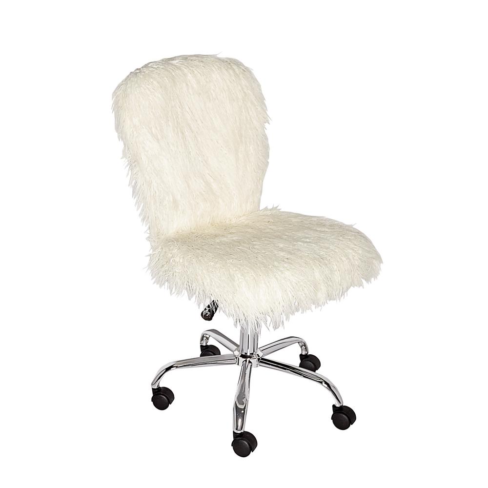 white fuzzy chair