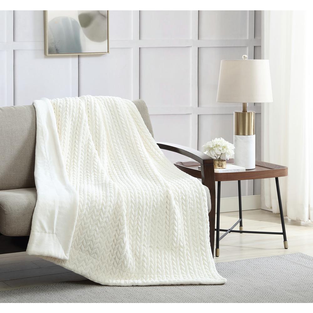 white throw blanket with fringe