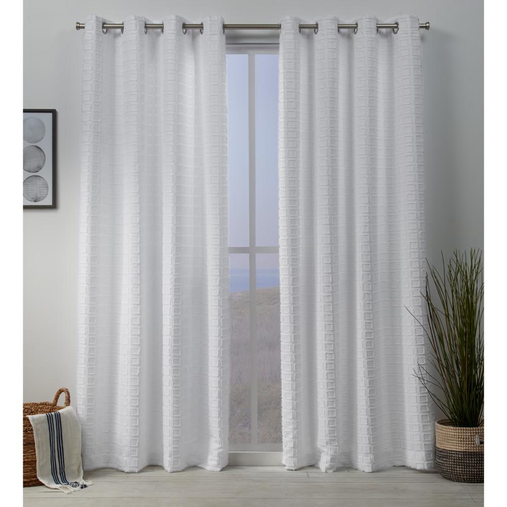 Exclusive Home Curtains Squared Embellished Grommet Top Curtain Exclusive Home Curtains Squared Embellished Grommet Top Curtain Panel Pair In White 54