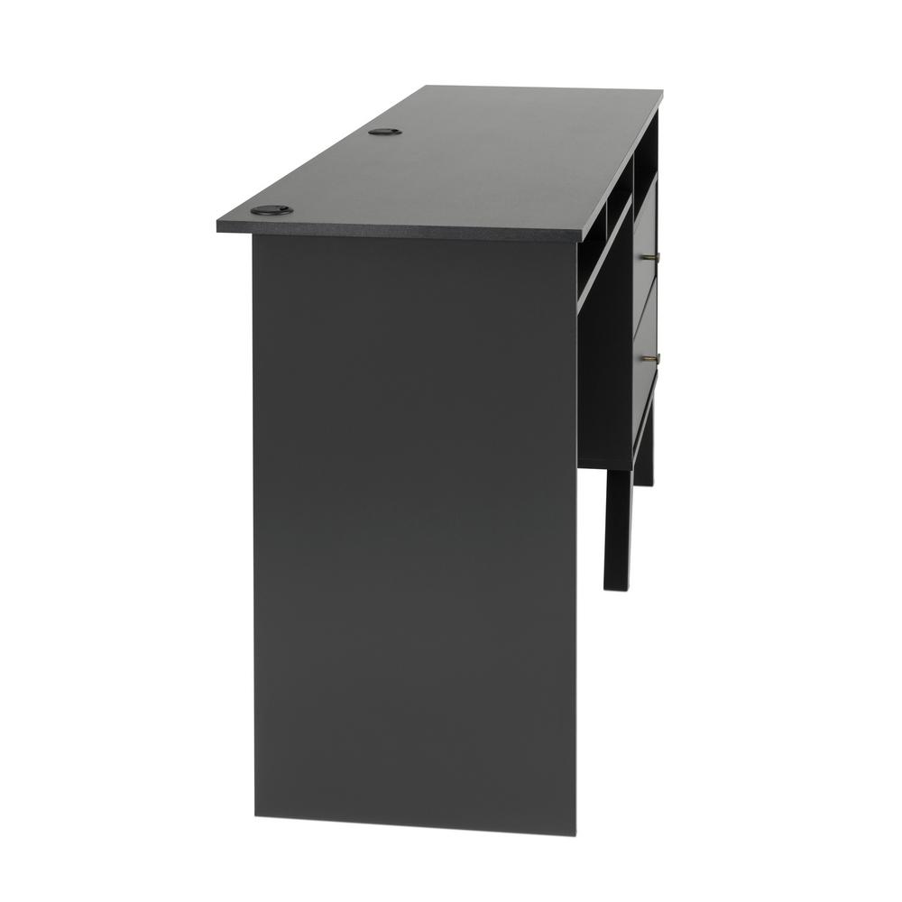 Prepac Milo 55 In Mid Century Modern Black 2 Drawer Computer Desk With Side Storage Behr 1413 1 The Home Depot