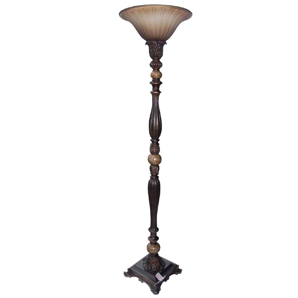 Bel Air Lighting 71 75 In Dark Oil Rubbed Bronze Torchiere With Marble Accent
