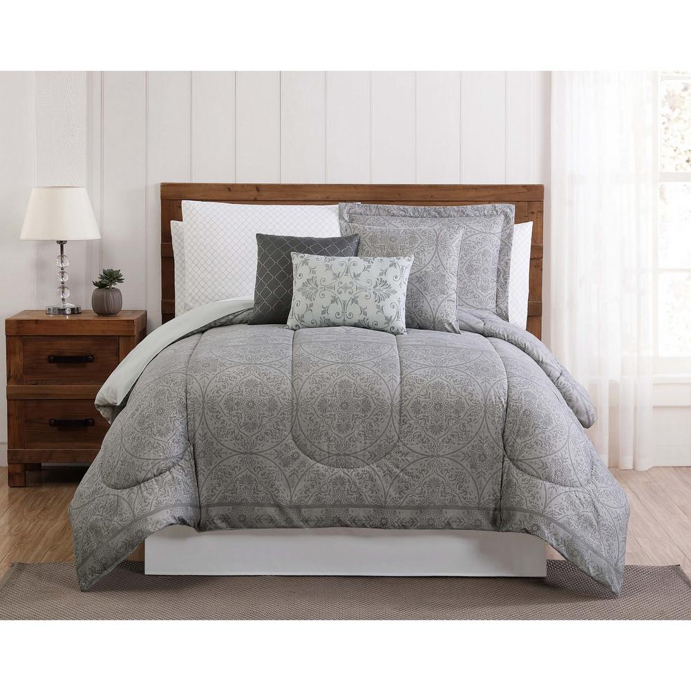 Style 212 Calista 12 Piece Gray Queen Comforter Set Cs2177qn12 1300 The Home Depot - 12 Piece Bedding Sets Queen Style 212 Calista 12 Piece Gray Queen Comforter Set Cs2177qn12 1300 The Home Depot - 12 Piece Bedding Sets Queen