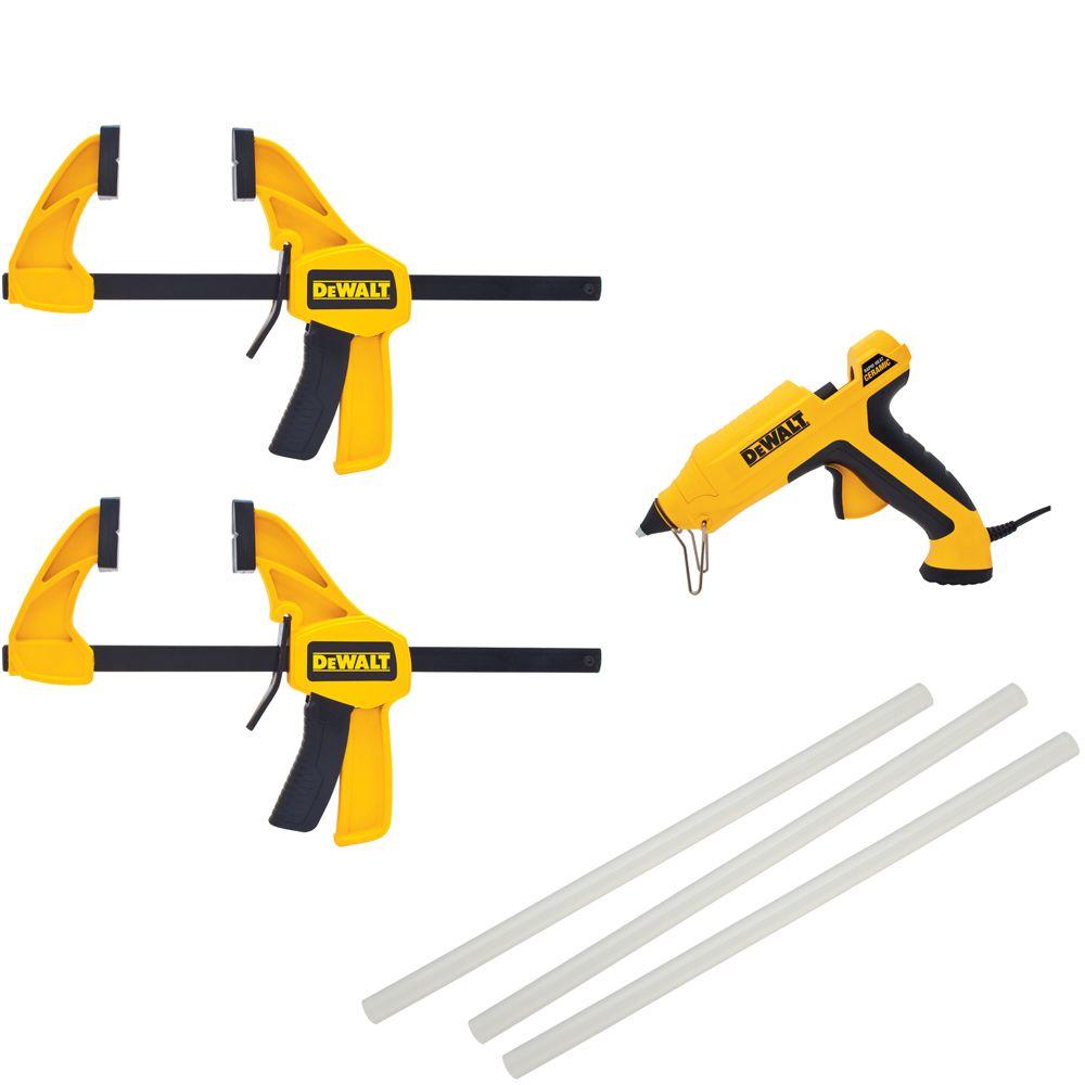 DEWALT Rapid Heat Ceramic Glue Gun, Sticks and Clamps ComboDWHT74986D