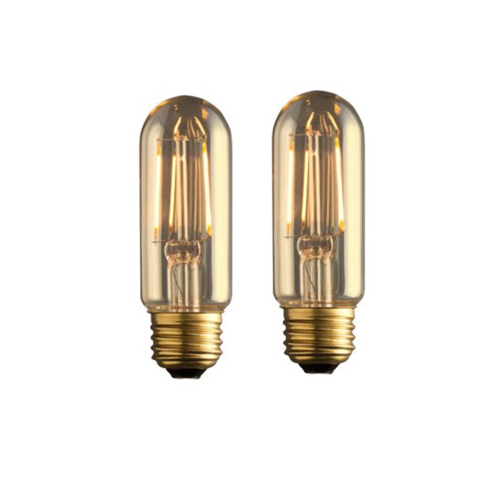 40w Equivalent Warm White T10 Amber Lens Vintage Radio Lamp Dimmable 40w Equivalent Warm White T10 Amber Lens Vintage Radio Lamp Dimmable Led Light Bulb 2 Pack 02926 The Home Depot