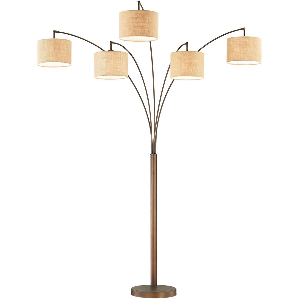 Floor Lamps The Home Depot Antique Bronze 5 Arc Led Floor Lamp With Dimmer