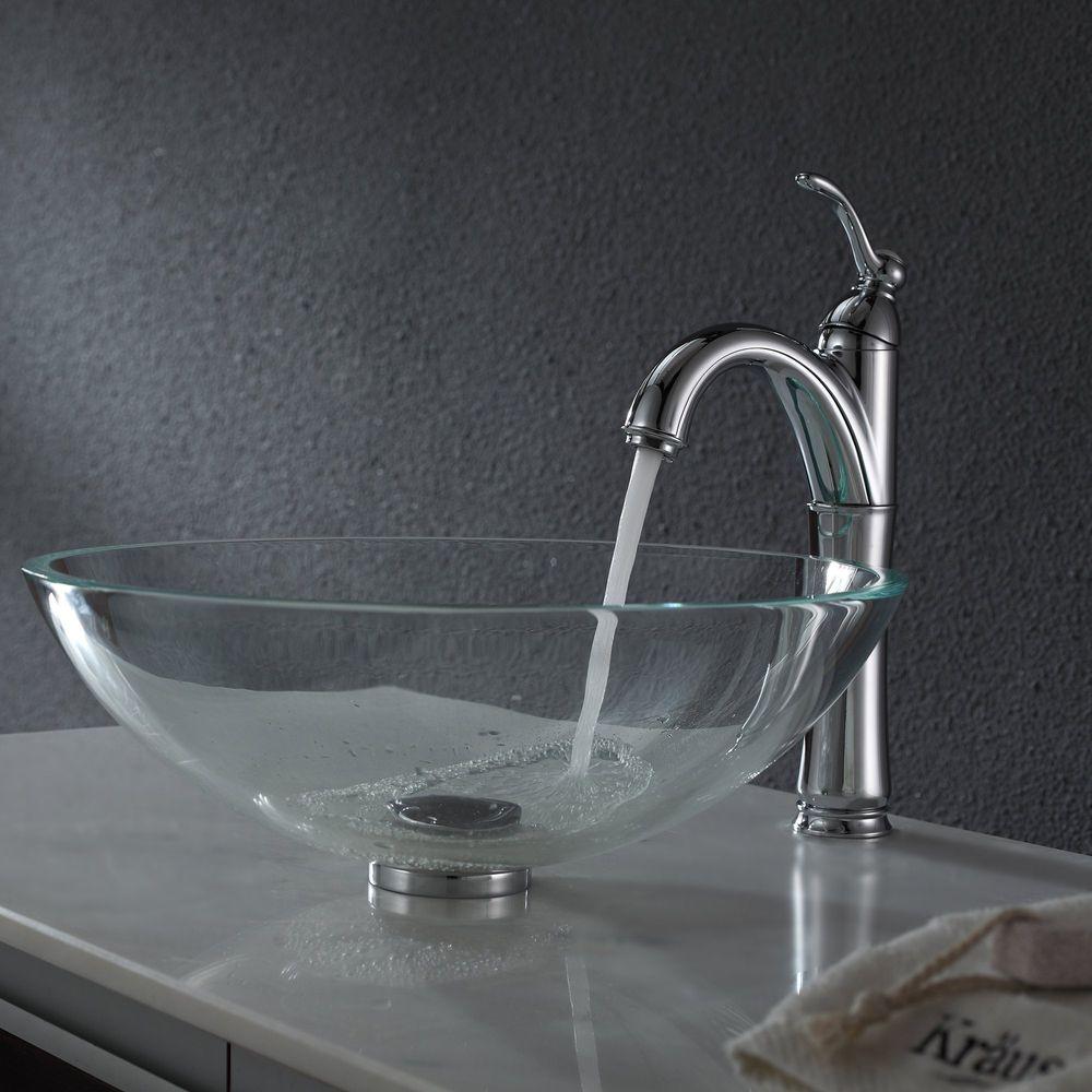 Kraus Glass Vessel Sink In Crystal Clear
