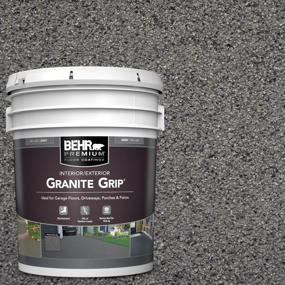 BEHR PREMIUM 5 Gal. Gray Granite Grip Decorative Flat Interior/Exterior