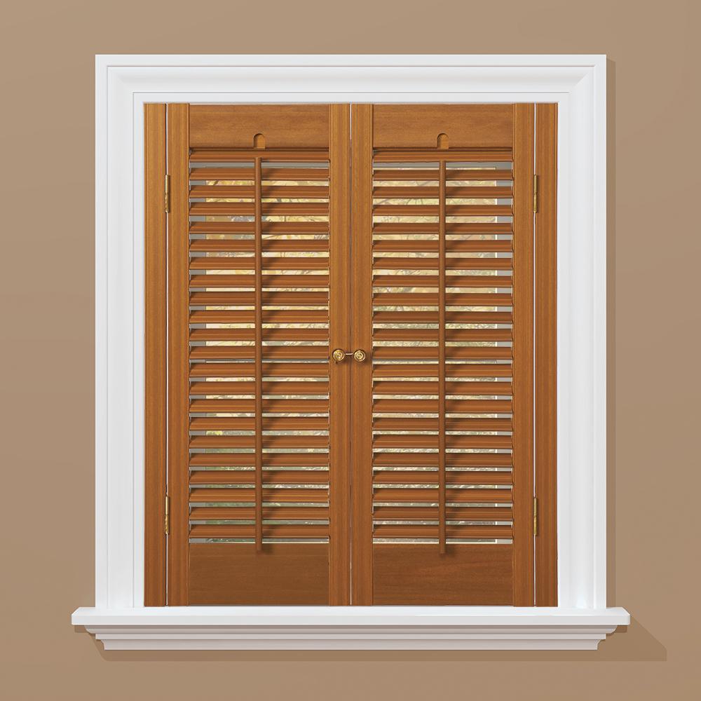 HOME basics Oak 1-1/4 in. Traditional Faux Wood Interior Shutter 23 to 25 in. W x 28 in. L ...
