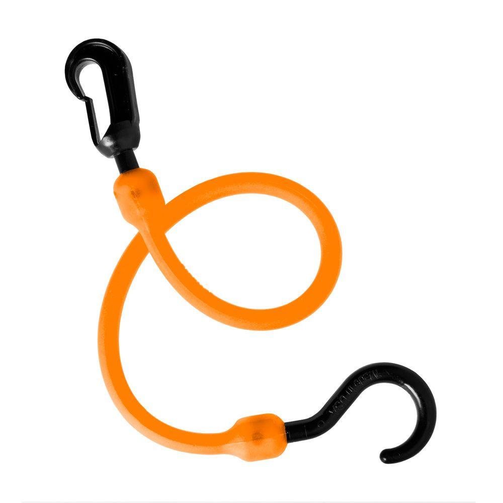 The Perfect Bungee 18 in. Polyurethane Fixed End Bungee Cord with Molded Nylon Hook and Clip in