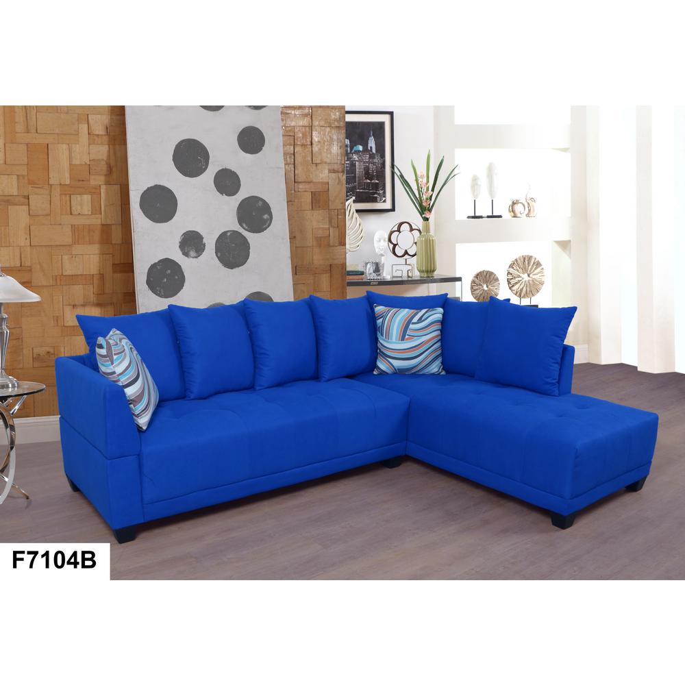 Blue Tufted Linen Left Sectional Sofa Set (2-Piece)-SH7104B - The Home