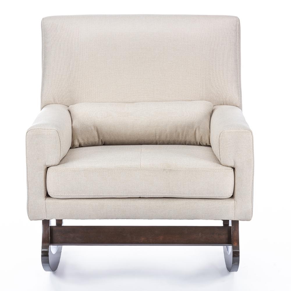 Baxton Studio Blas Light Beige Fabric Rocking Arm Chair288626005HD