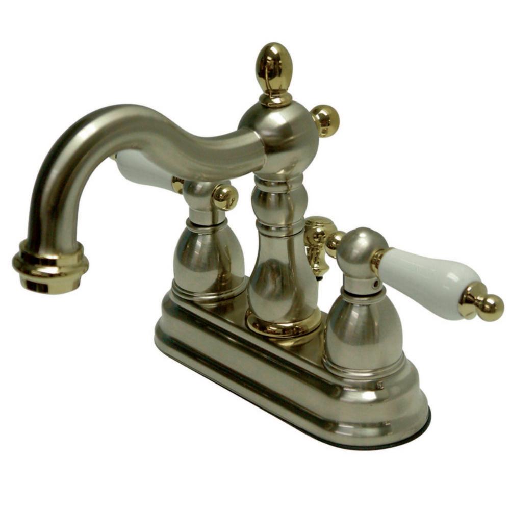 Kingston Brass Heritage 4 In Centerset 2 Handle Bathroom Faucet In Brushed Nickel And Polished 3856