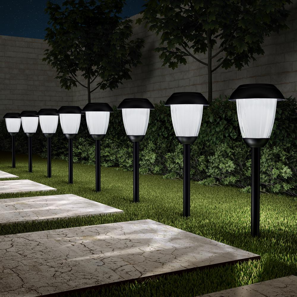 Pure Garden 16 In Tall Black Outdoor Integrated Led Landscape Stainless Steel Solar Path Light Set Of 8 Hw1500090 The Home Depot - Pure Garden Led Solar Pathway Lights Pure Garden 16 In Tall Black Outdoor Integrated Led Landscape Stainless Steel Solar Path Light Set Of 8 Hw1500090 The Home Depot - Pure Garden Led Solar Pathway Lights