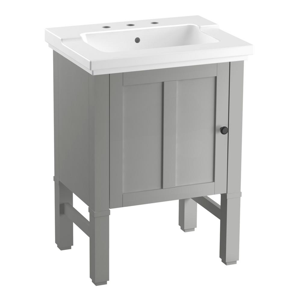 KOHLER Chambly 24 in. W Vanity in Mohair Grey with Ceramic Vanity Top