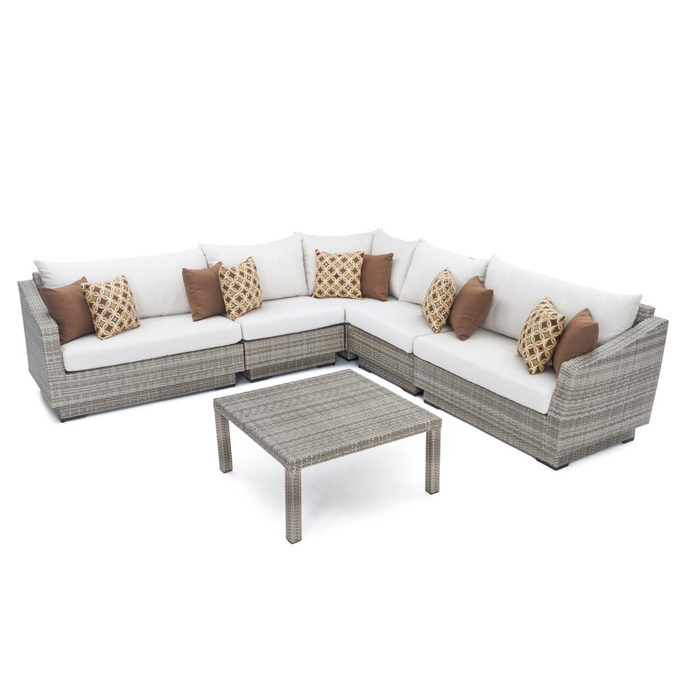 Rst Brands Cannes 6 Piece Patio Corner Sectional Set With Moroccan Cream Cushions Op Pess6 Cns Mor K The Home Depot