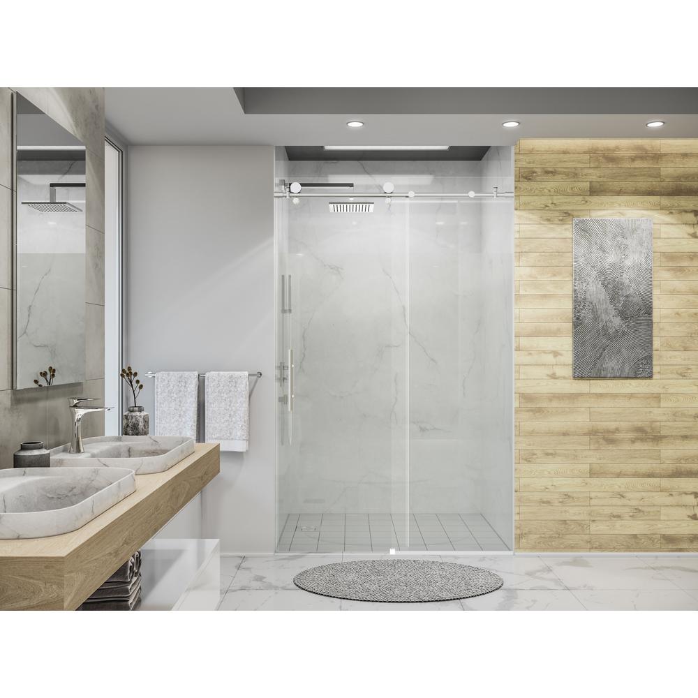 Holcam Eclipse 48 in. W x 74 in. H Frameless Sliding Shower Door in