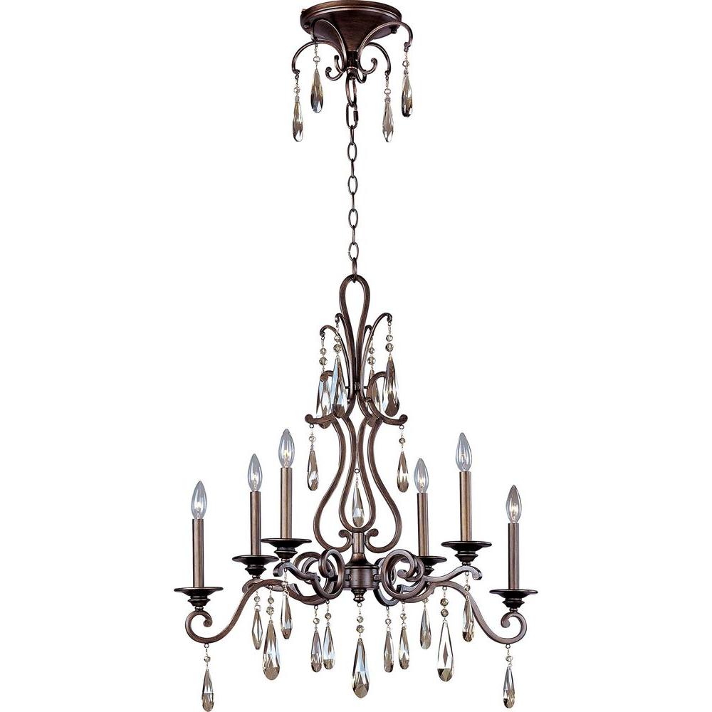 Crystal Chandeliers Lighting The Home Depot Chic 6 Light Heritage Chandelier