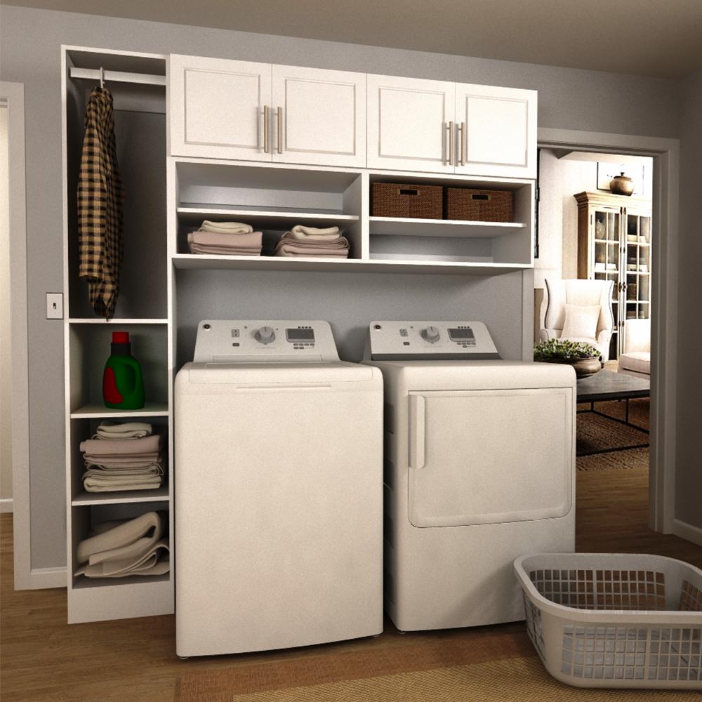 Modifi Madison 75 in. W White Open Shelves Laundry Cabinet Kit-ENL75A ...