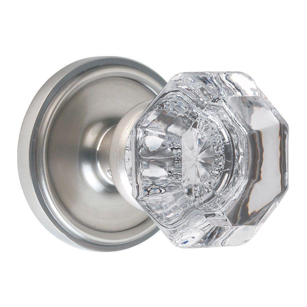 Nostalgic Warehouse Satin Nickel Waldorf Crystal Full Dummy Knob703556