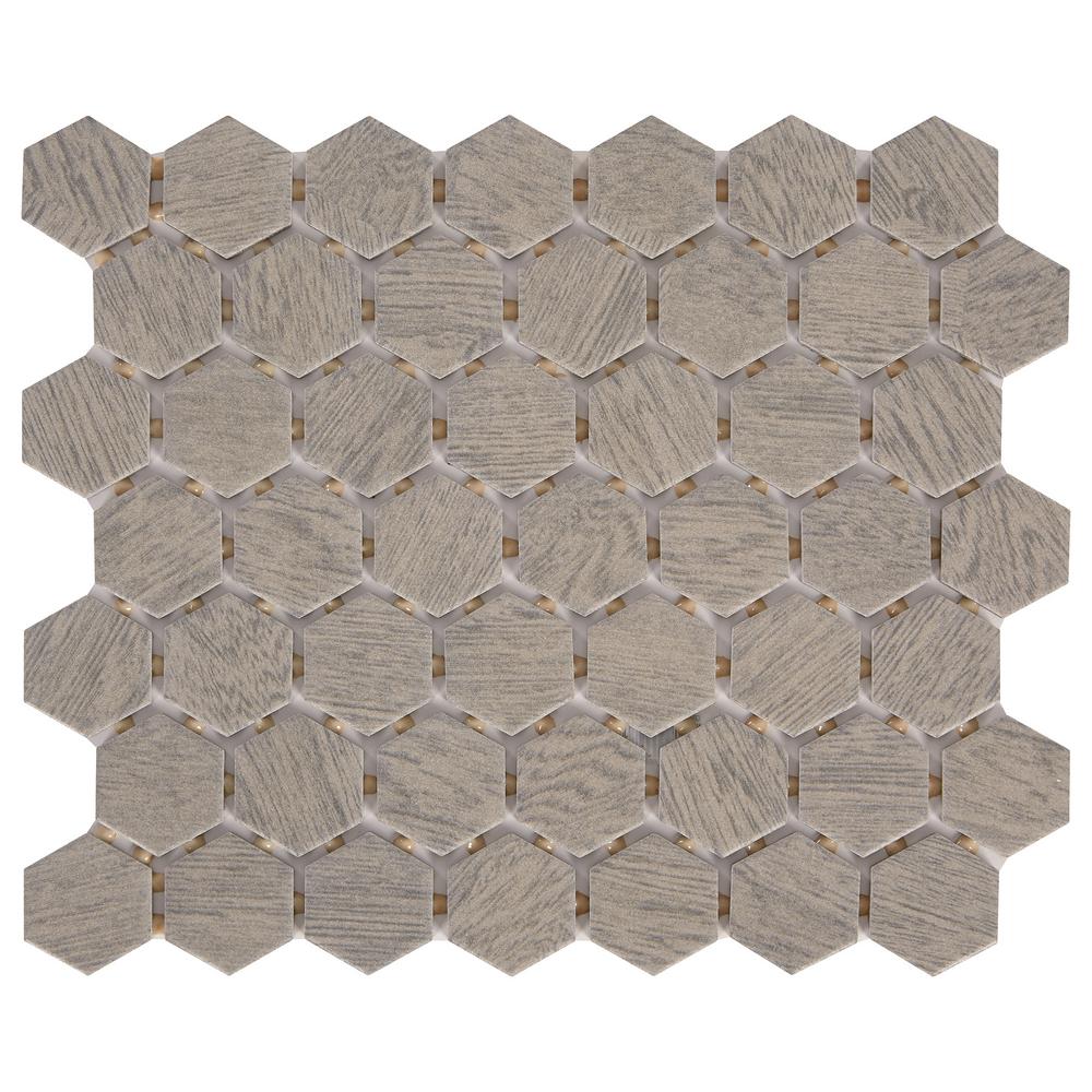 Daltile Nova Falls Gray 10 in. x 12 in. x 6.35mm Ceramic Hexagon Mosaic